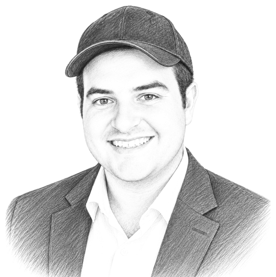 Pencil sketch portrait of Ahron Fragin, founder of The Travel Guild
