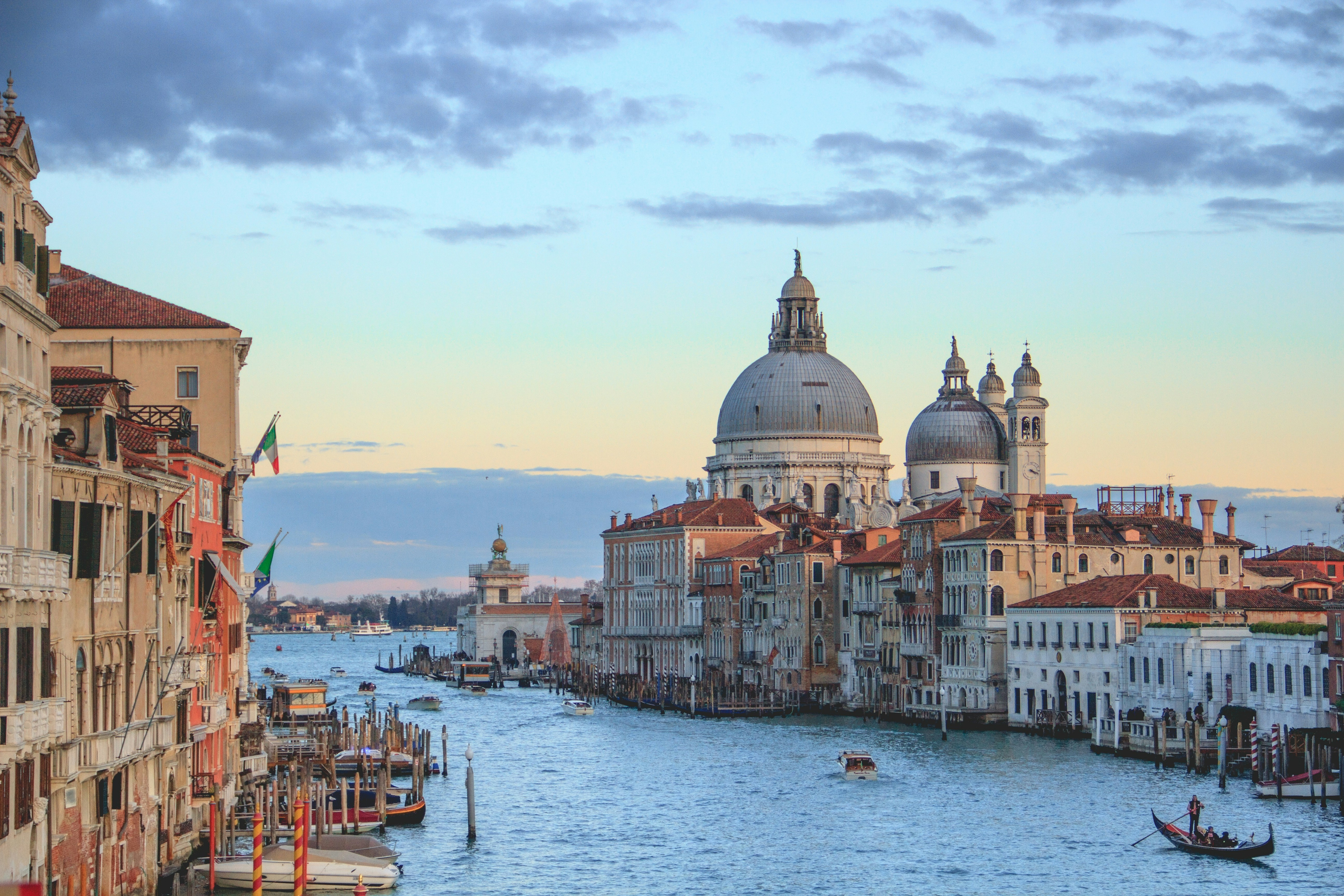The Grand Canal at dusk with Santa Maria della Salute in Venice